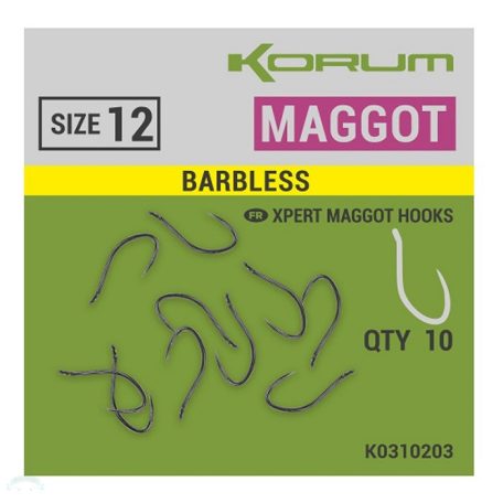 Korum XPERT MAGGOT  BARBLESS HOOKS - SIZE 12